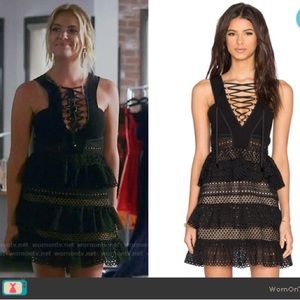 Self Portrait Lace Up Ruffle Layer Dress aso Hanna Marin Pretty Little Liars